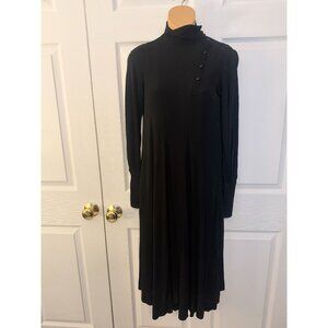 Vintage 1970's Jean Muir Black Viscose Midi Length Dress Size 6